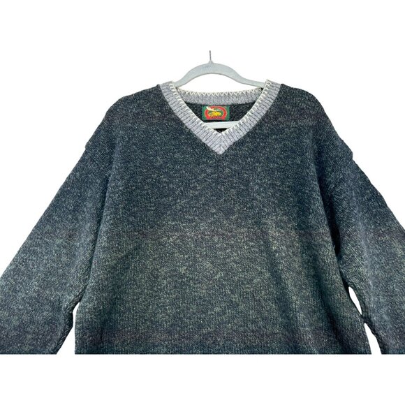 Alps Womens  V-Neck Wool Blend Sweater XL Green Gray Embroidered - Picture 5 of 12